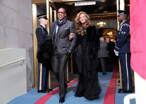 Beyonce y Jay Z en la toma de posesión de Obama